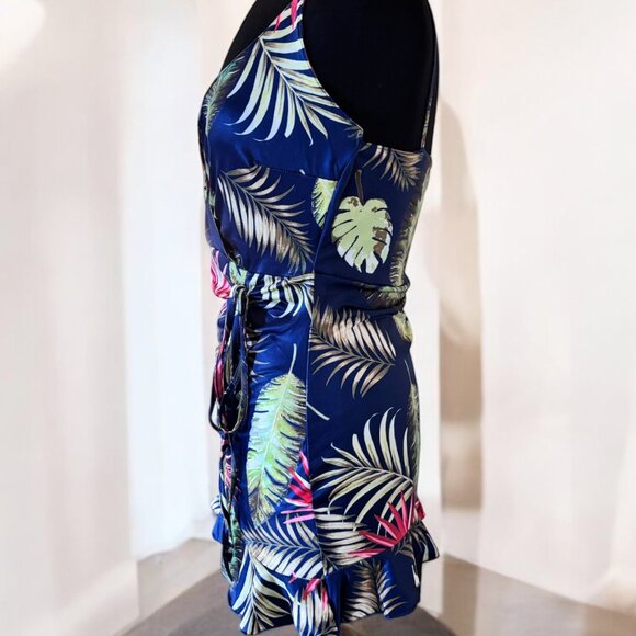 Floral Print Women Short V Neck Mini Dress - Picture 5 of 7